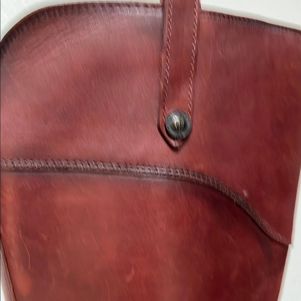 FRYE MELISSA BUTTON INSIDE ZIP COGNAC DISTRESSED LEATHER RIDING BOOT - Picture 6 of 10